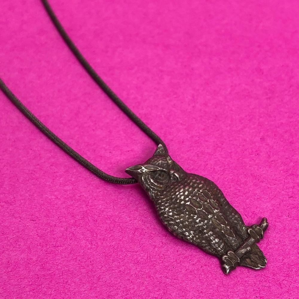 Vintage Sterling owl pendant chain - 00G01D